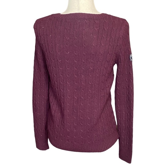 Super dry cable knit women’s pullover sweater size small burgundy - Picture 2 of 9